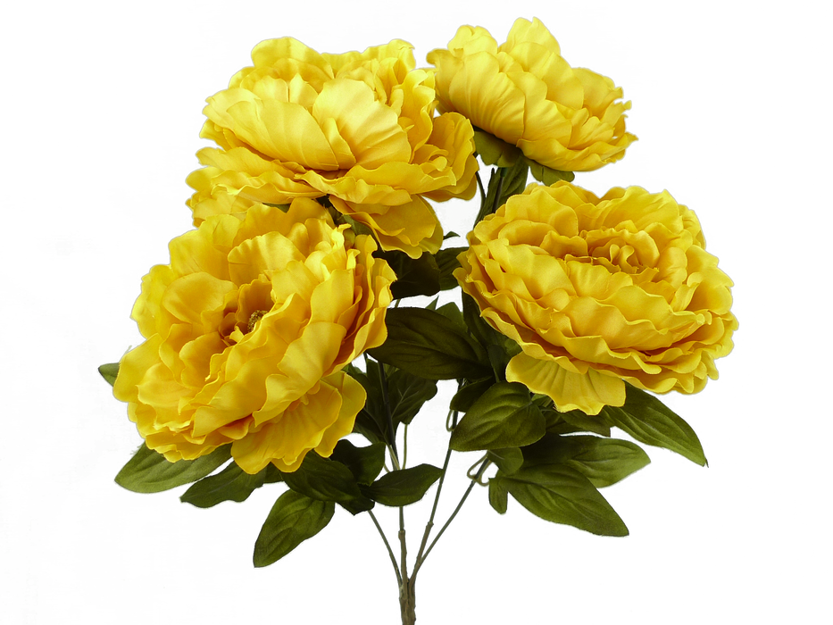 22" Mustard Color Fast Peony Bush With Five Stems  30397Mustard