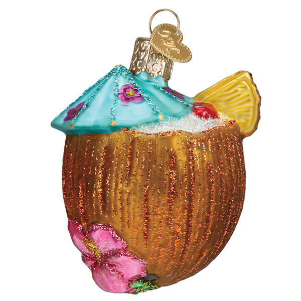 Tropical Coconut Drink Ornament  Old World Christmas  32551