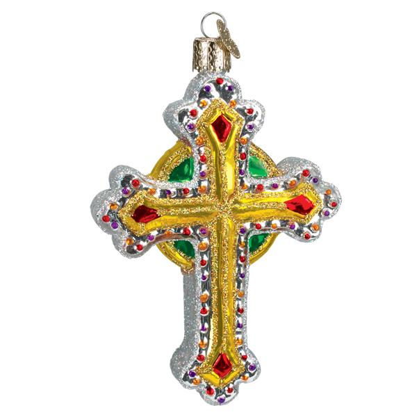 Gold Jeweled Cross Ornament  Old World Christmas  36305
