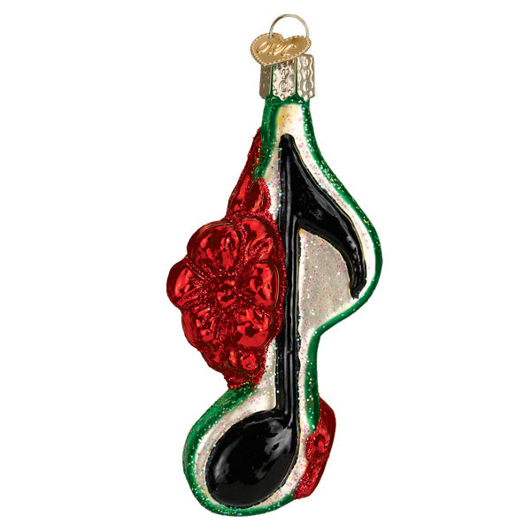 Musical Note With Bow-green Ornament  Old World Christmas  38061