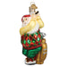 The Golfing Santa Ornament by Old World Christmas (Product 40329) depicts Santa Claus decked out in a vibrant golf ensemble, featuring a red and green argyle sweater, green pants, and white shoes. Ready to hit the links, he holds his trusted golf club next to a finely crafted golf bag.