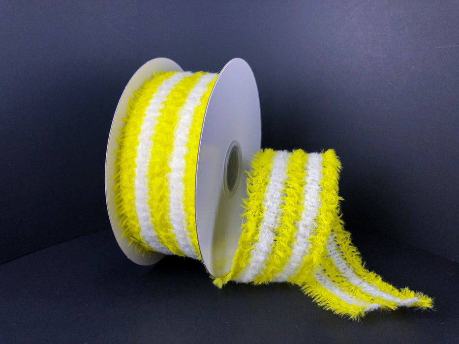 1.5"X10Y  Yellow-White Fuzzyy Stripes  47221-09-02