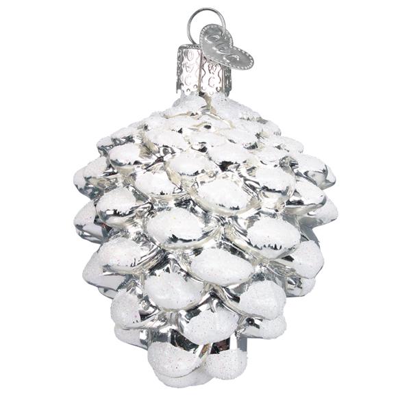 Snow-capped Silver Snowy Cone Ornament  Old World Christmas  48043
