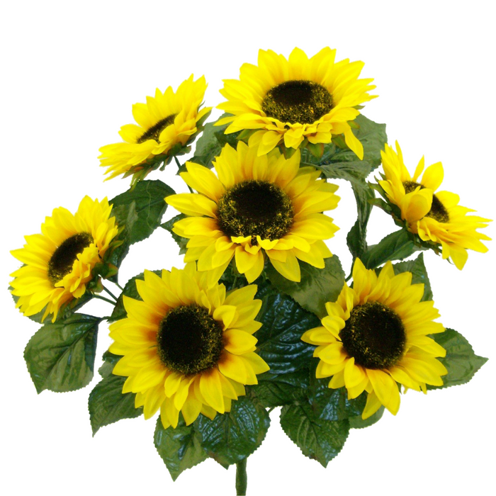Color Fast Yellow Black Sunflower Bush 22 inches long 7 stems 50783Yw