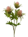 A delicate plastic teasel spray featuring three mauve, green spiky flowers with fringed leaves on slender 26 stems.