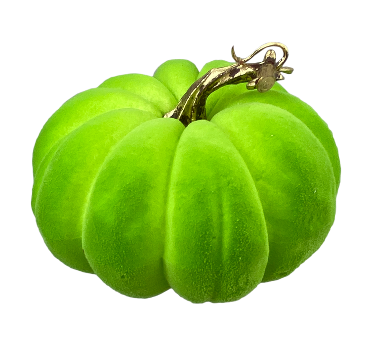 4" By 7" Diameter Lime Flocked Pumpkin  56954Lime