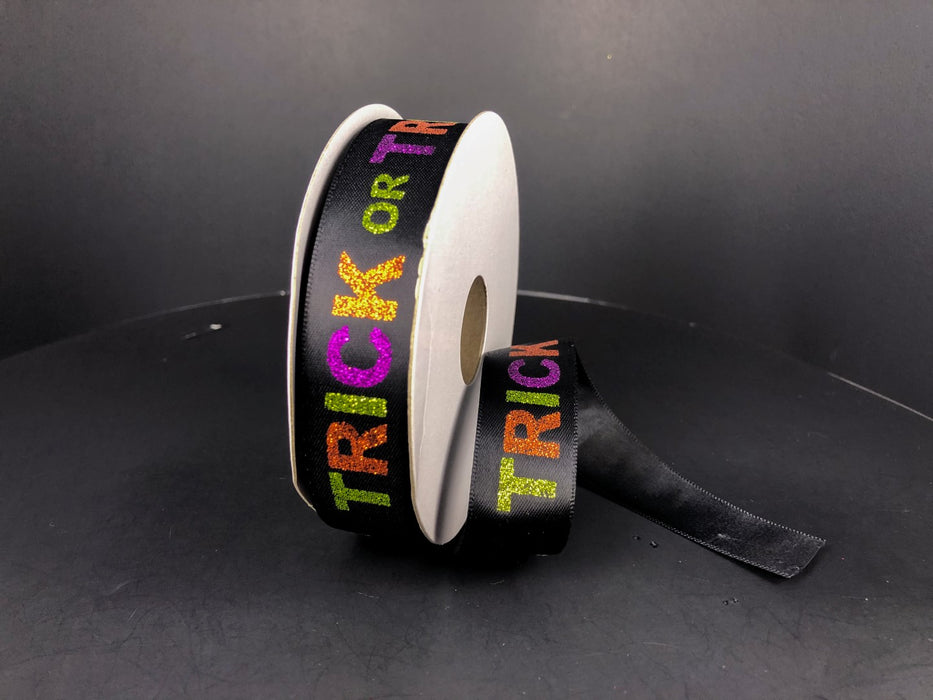Black Satin/Trick Or Treat, 7/8"X10Y  Ribbon  57101-05-21