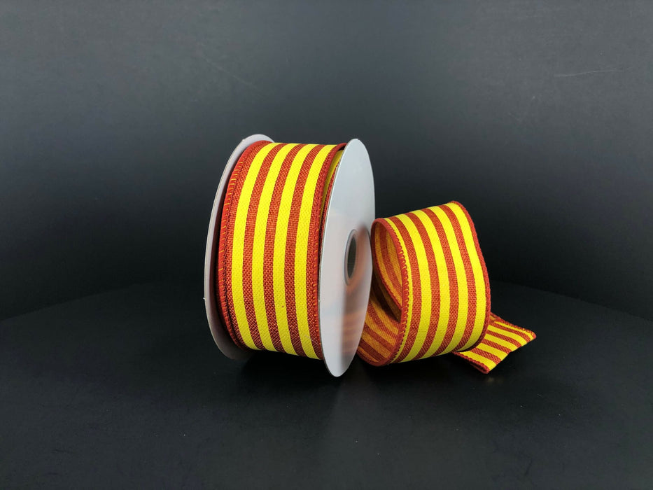 Dk Orange Linen/Yellow Cabana Stripe, 1.5"X10Y  Ribbon  61226-09-49