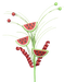 The 20 Inch Glittered Curly Watermelon Pick 62358RDGN showcases three sparkling watermelon slice ornaments, green spiral stems, and red glittery spirals—ideal for adding a vibrant touch to summer wreaths or décor.