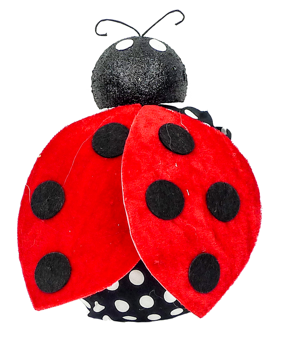 2" by 7" by 7" Red and Black Ladybug Ornament  62489RDBK