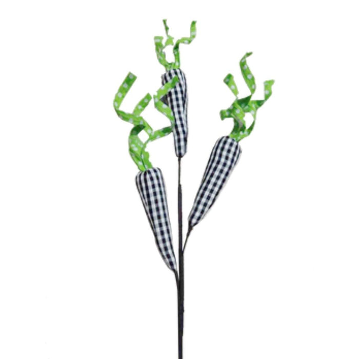 29" Black and White Checked Carrot Spray with 3 stems 62612BKWT