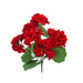 The 13 Inch Red Geranium Bush with 7 Stems (62691RD) features vibrant red flowers and green leaves, perfect for wreath making, displayed on a plain white background.
