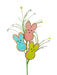 The 27" Bunny Cookie Spray with 3 Stems 62901EAS features an array of colorful, bunny-shaped cookies on long sticks, creating a bouquet-like appearance. These bunnies in soft pastel hues of blue, pink, and yellow with sprinkle-edged details perch atop three stems accented with small pastel balls, adding a festive flair against the gray backdrop.