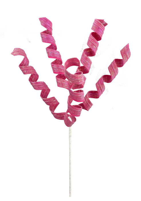 16" Hot Pink Pearlescent Pastel Curly Pick with 5 Stems 63000BT