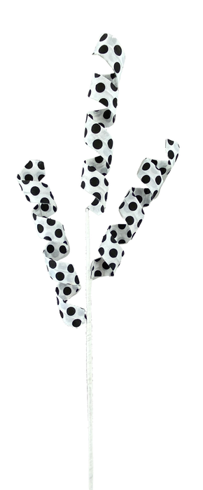 24" Black and White Polka Dot Curly Pick 63005BKWT