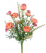 The 21 Inch Ranunculus Filler Bush in Pink, Orange, and Peach with Greenery (63101PH) features vibrant ranunculus and accent florals in peach, pink, and orange tones, complemented by lush green foliage against a white background.
