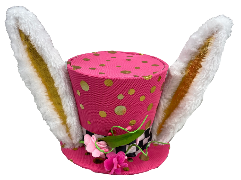 8" by 10" Hot Pink Polka Dot Bunny Top Hat 63113BT