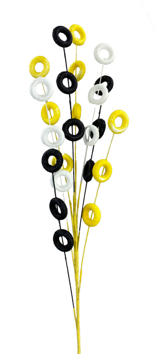 30" Yellow and Black Loop Spray with 8 Stems 63119YWBK