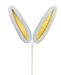 The 21" Gold Bunny Ear Spray (63140GD) features a pair of plush white and gold bunny ears elegantly mounted on a slim headband, set against a dark backdrop.