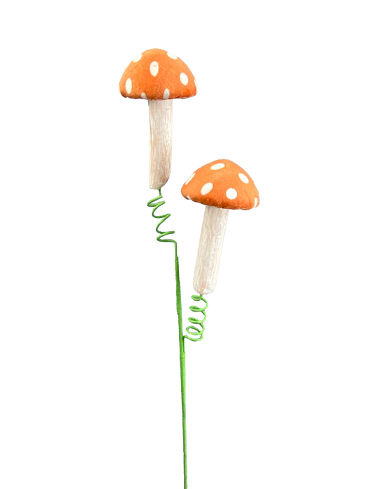 22" Orange Polkadot Mushroom Spray  2 Stems 63249OR