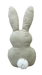 The 12 by 6.5 Natural Plush Bunny Pom Pom Tail 63252NAT is shown from behind, highlighting its beige fabric charm. With long ears and a fluffy pom-pom tail, its set against a plain black background.