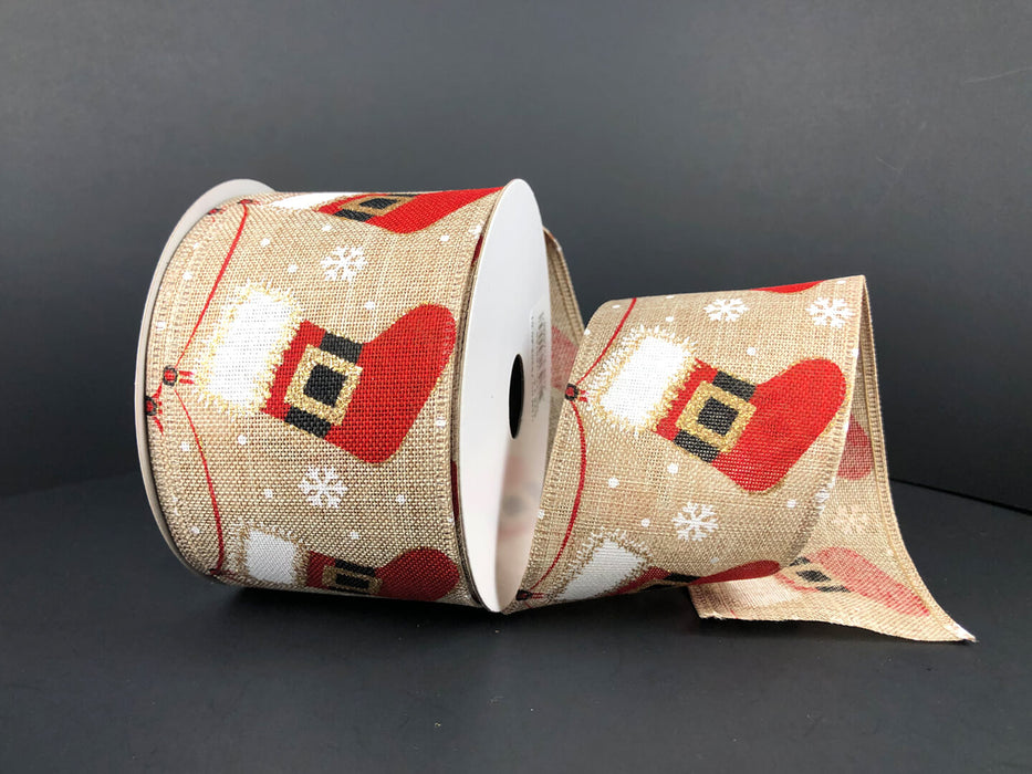 Natural  Linen/Hung Santa Stockings, 2.5"X10Y  Ribbon  75203-40-01