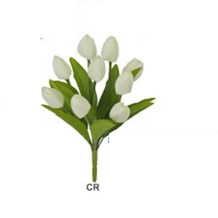 13"  Cream Tulip Bush with 9 Stems 80310-CR