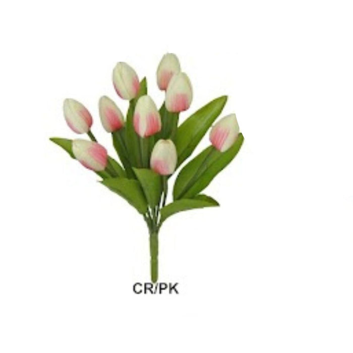 13" Cream and Pink Tulip Bush with 9 Stems 80310-CRPK