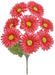The 17 Gerber Bush with 8 Stems Pink (82495-BTY) is a striking bouquet featuring eight vibrant pink flowers with yellow centers and lush green leaves, arranged in a circular pattern to add a splash of color to any space.