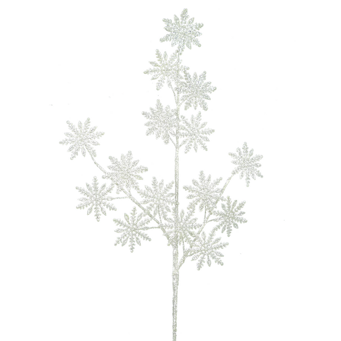 The 31 Glitter Snowflakes 84073WT features multiple sparkling snowflakes on delicate branches—an elegant decorative piece ideal for Christmas, shown against a plain white background.
