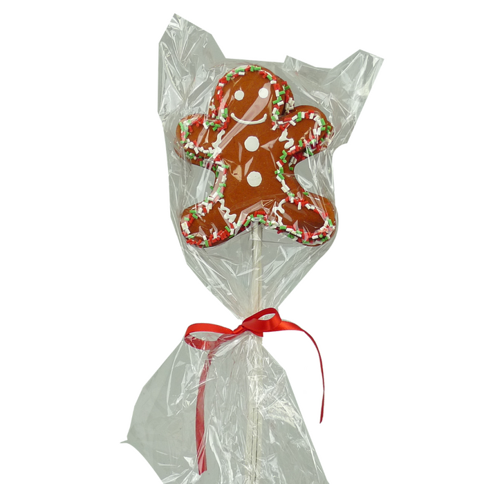 12" by 3.5" Red White and Green Wrapped Gingerbread Man Sprinkle Pick 84807Rwg