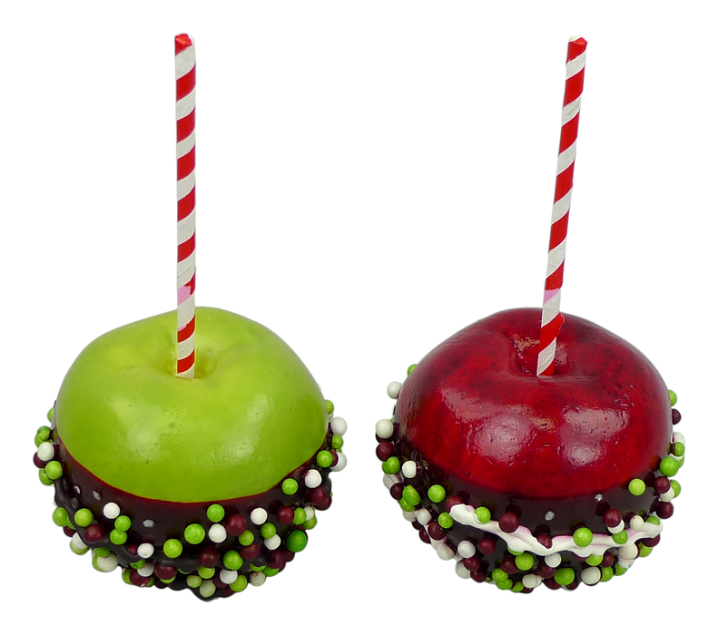 Caramel Apple with Sprinkles Christmas Ornament Red Green Set of 2 84865ASST