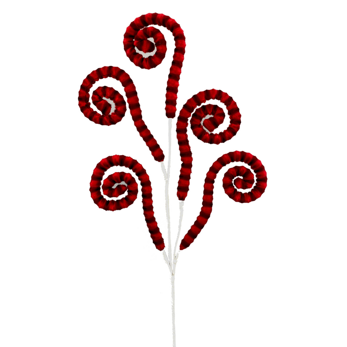 29" with 5 stems  Red  Fabric Spiral Curly Spray  85205RD