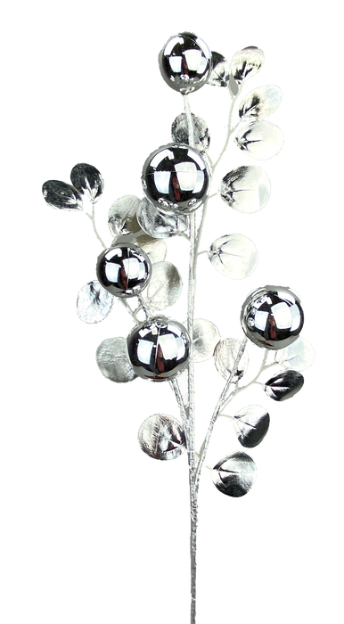 26" Silver Metallic Ball Eucalyptus Spray  85208Sv