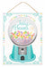 The 15.75H x 11.75L Jelly Bean Dome Sign (White/Robin Egg/Multi, AP07854) features a turquoise dispenser labeled Cottontail Candy Co Jelly Beans 5¢, filled with colorful jelly beans and accented in pastel, evoking the look of robin eggs.