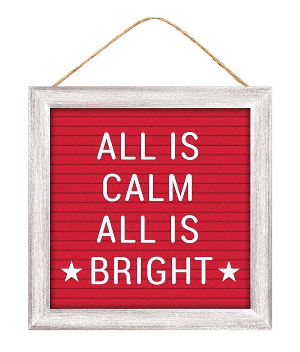 10"Sq Mdf All Is Calm/All Is Bright  Red/White  AP7154
