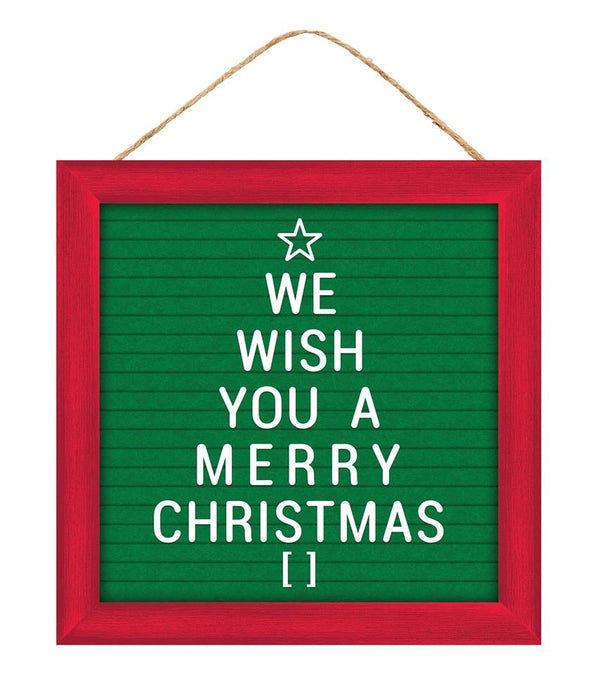 10"Sq Mdf We Wish You A Merry Christmas  Red/Emerald/White  AP7158
