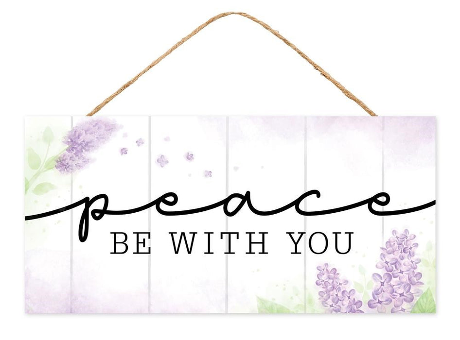 12.5"Lx6"H Mdf Peace Be With You Sign  Lilac/Green/White/Black  AP7242