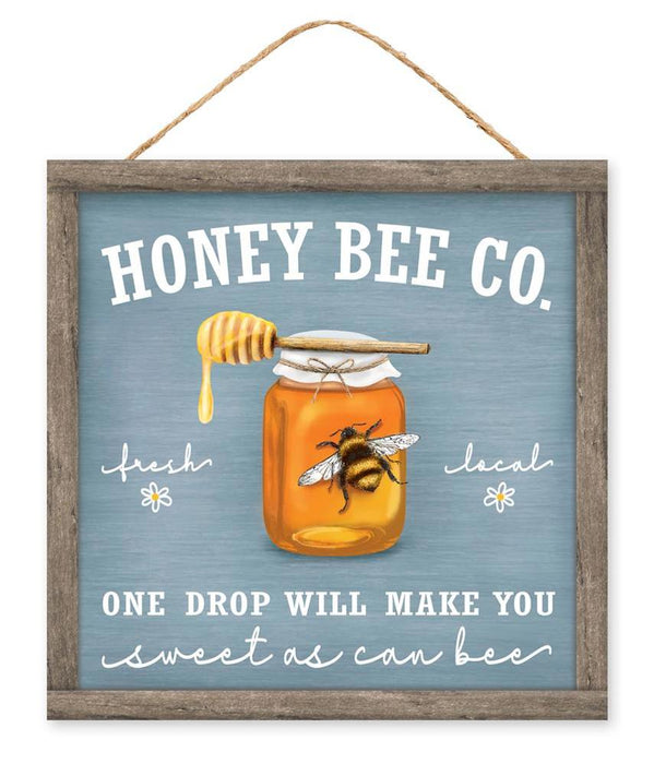 10"Sq Mdf Honey Bee Co. Sign  Smoke Blue/Orange/White/Grey  AP7249