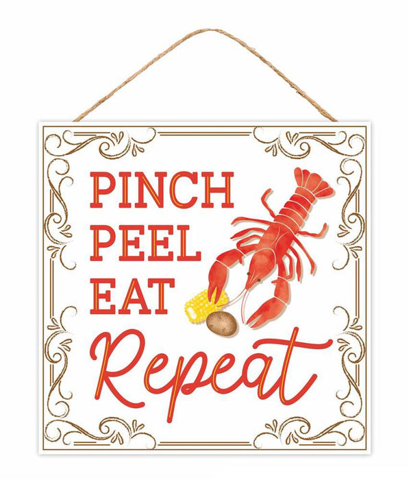 10"Sq Pinch Peel Eat Repeat Sign White/Brown/Red/Yellow AP7343