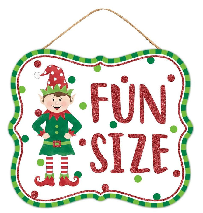 10.5"L X 9"H Fun Size Elf Glitter  White/Red/Emerald/Lime  AP8981