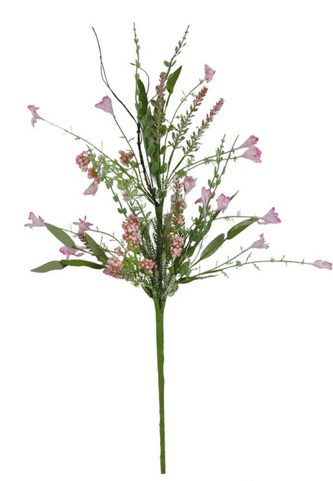 24"Oal Paper Flower/Eva Leaf/Beads Spray  Light Pink  FH804915