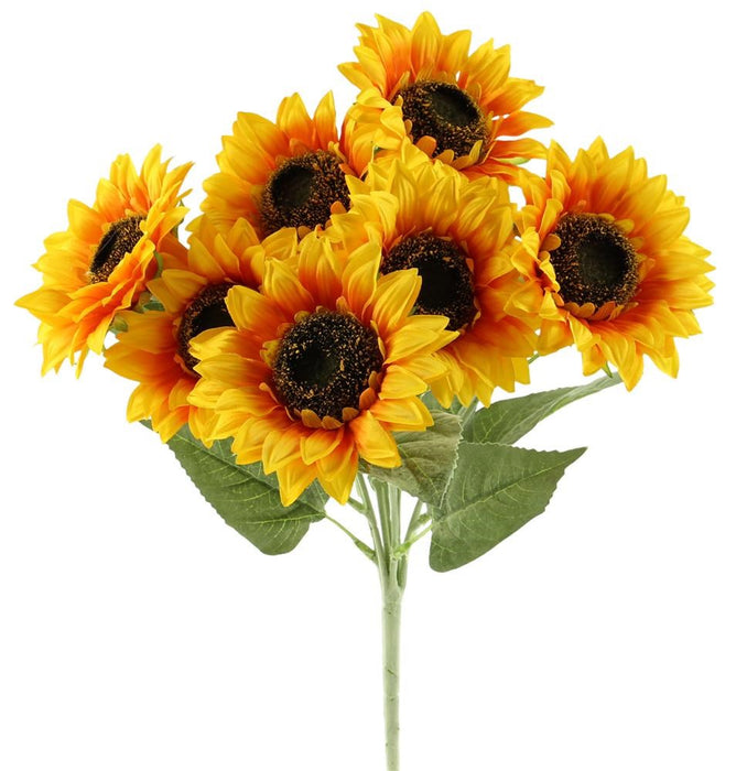 17"L Sunflower Bush X 7  Yellow Gold/Dark Orange  FN164732