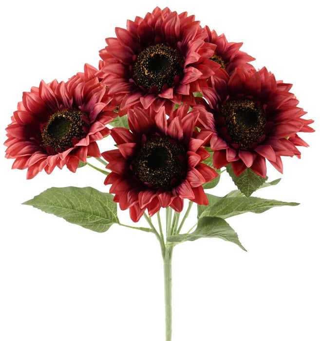 17"L Sunflower Bush X 7  Light Wine/Dark Maroon  FN164735