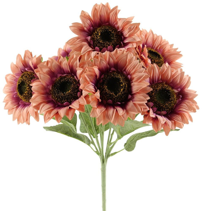 17"L Sunflower Bush X 7  Dusty Rose/Mulberry  FN164738