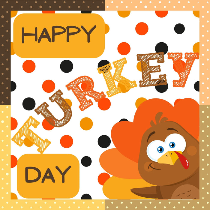 10" Trendy Tree Happy Turkey Day Square Metal Sign TT-011