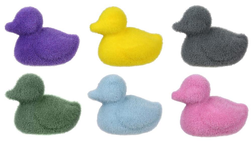 5"Lx3.75"H Flocked Baby Duck  6 Assorted Colors  HE724199