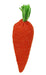 The 9 Oah Fabric Carrot (Orange/Green HE7245) is a polyester decorative item, shaped and textured like a bright orange carrot, topped with green paper leaves.