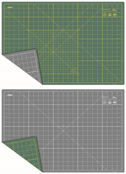 25"Lx19"W Extra Soft Rotary Cutting Mat  Green/Yellow, Grey/White  MD0516