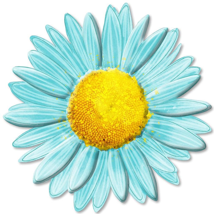 12"Dia Metal/Embossed Daisy  Robin Egg'S Blue/Yellow  MD066033